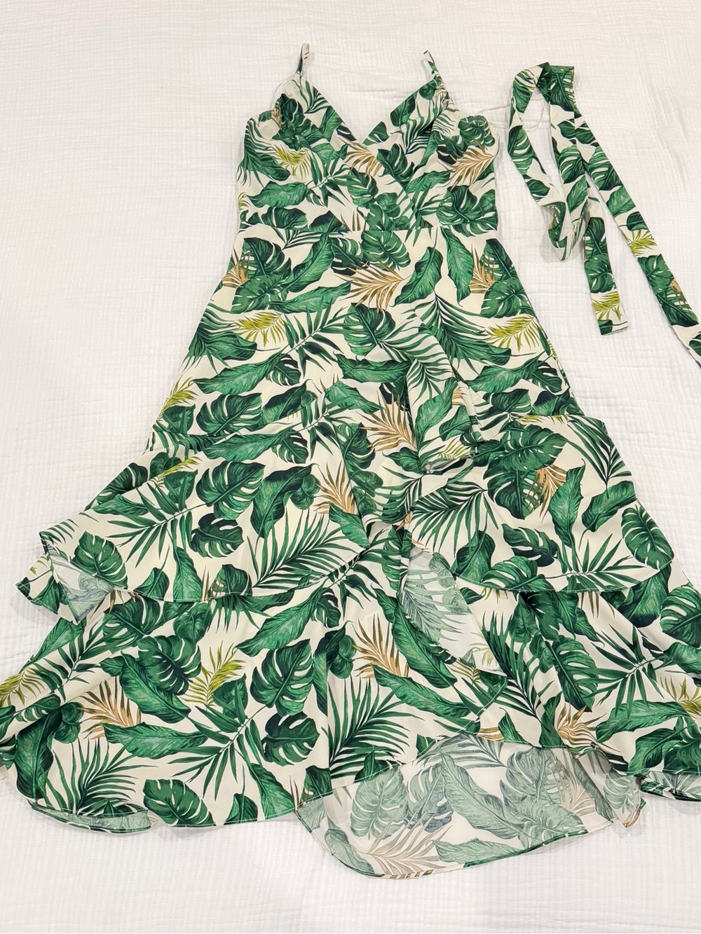 socialite tropical print ruffle maxi dress